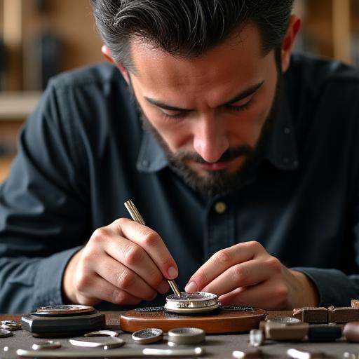 Maestro relojero trabajando en SolReloj Craftworks